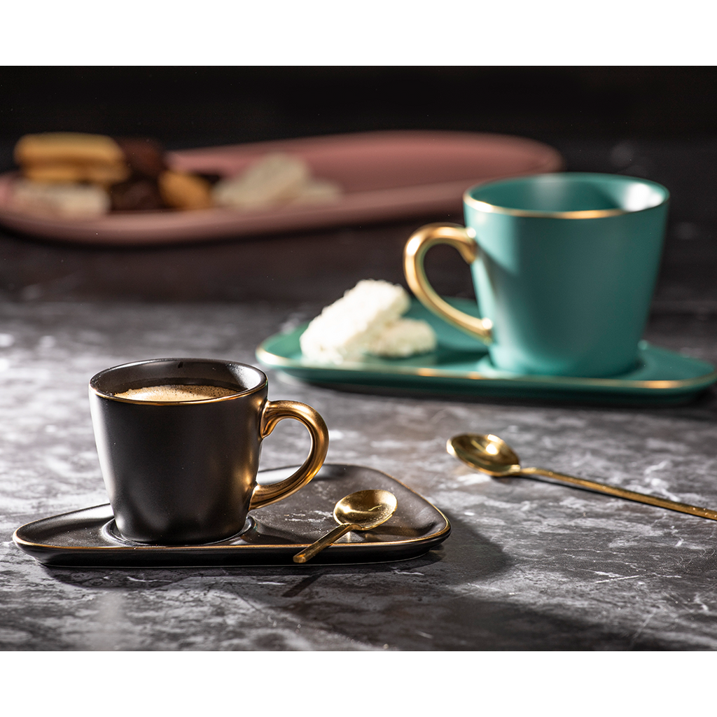 Asteria Espresso Set - Set of 2 - Black and Teal