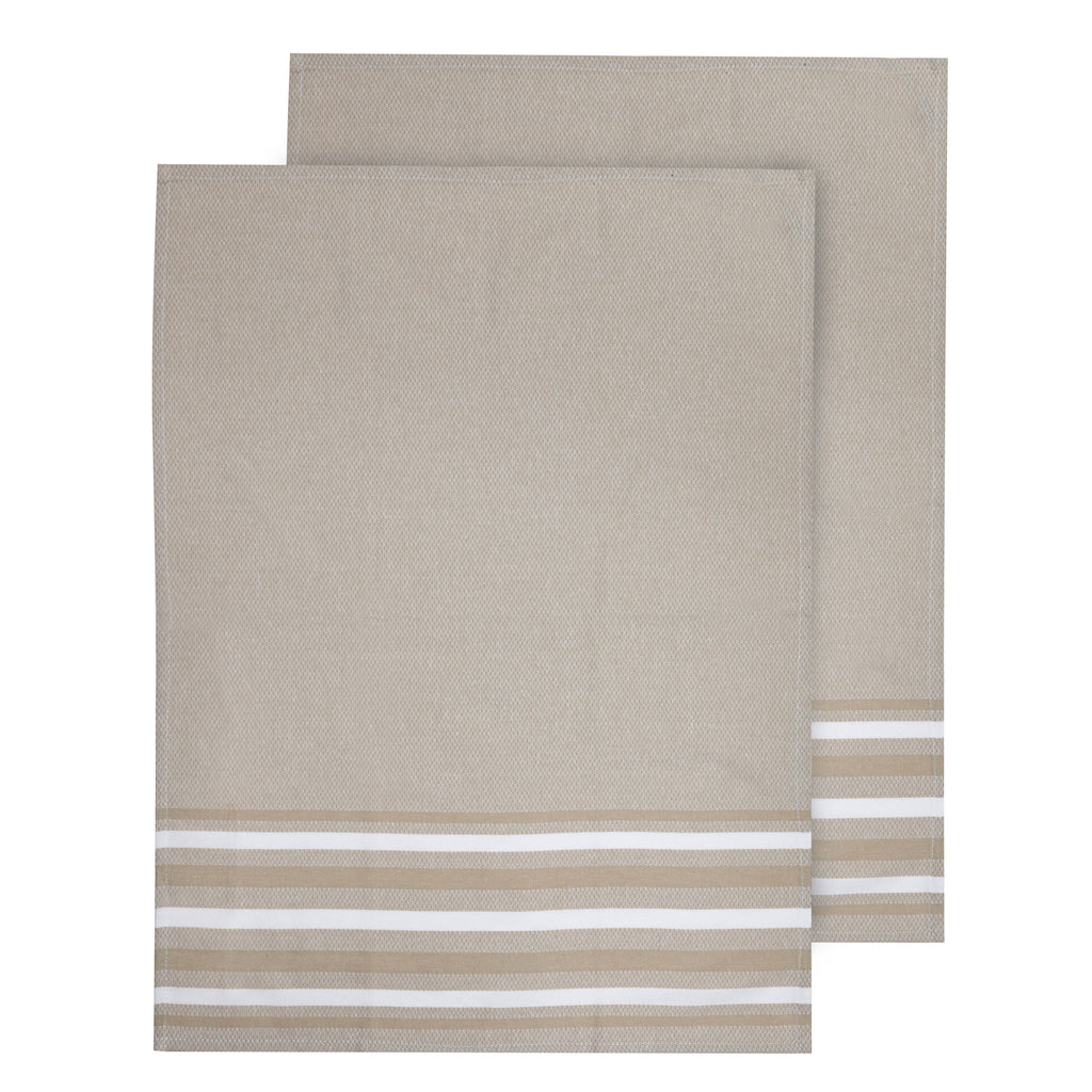 Lennox Stripe Stone 2pk Kitchen Towel