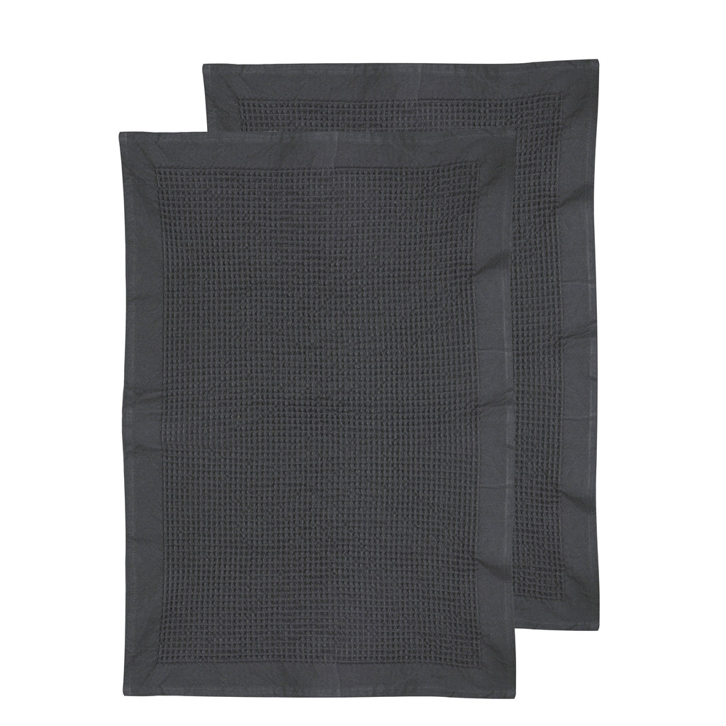 Ollie Waffle Charcoal 2pk Kitchen Towel