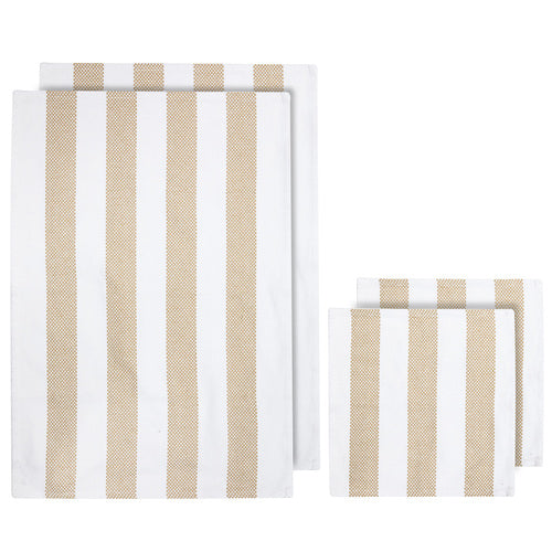 Stripe Taupe 4pc Kitchen Towel & Dishcloth