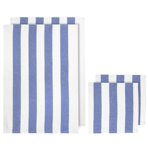Stripe Blue 4pc Kitchen Towel & Dishcloth
