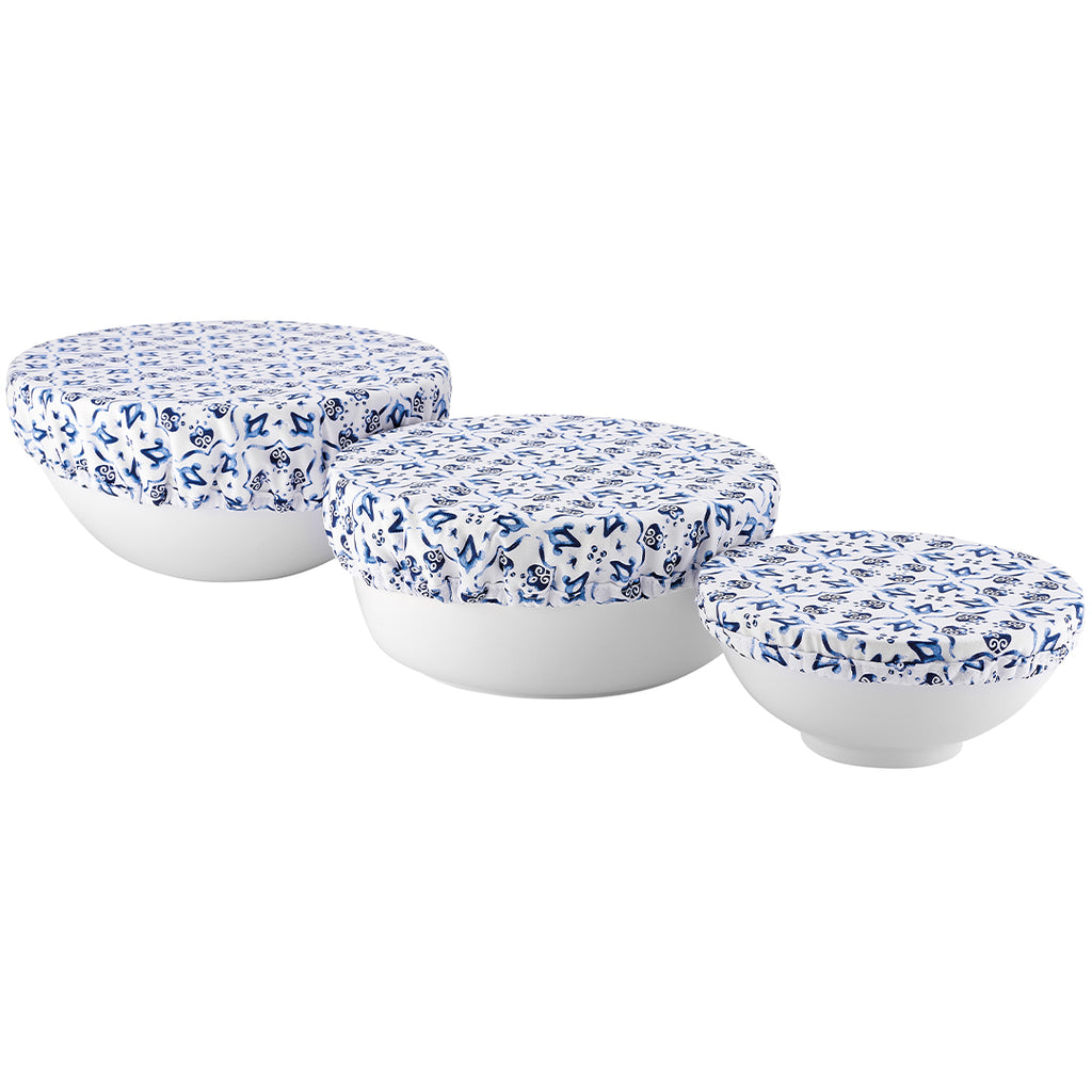 blue patterned stretch bowl covers