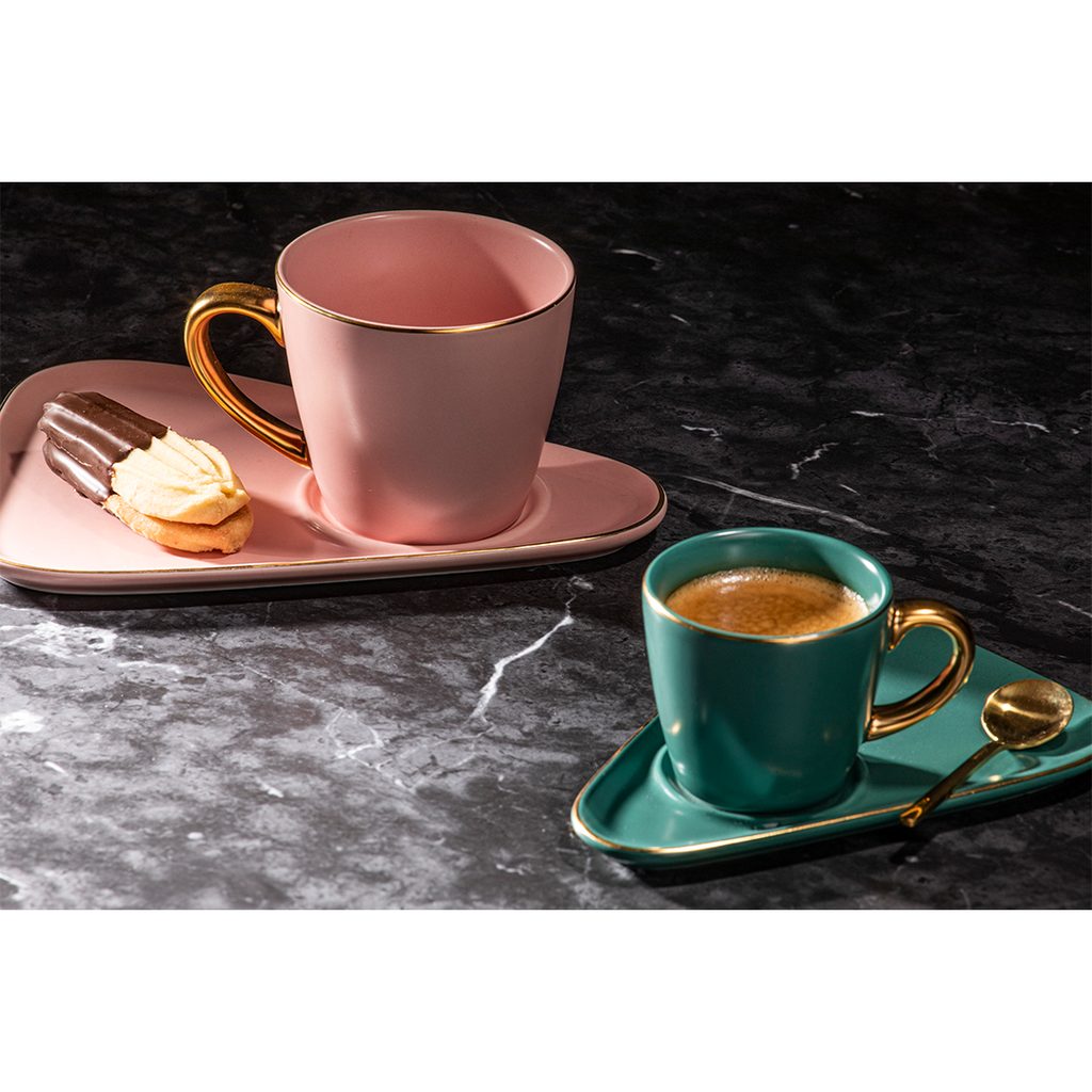 Asteria Espresso Set - Set of 2 Pink and Teal
